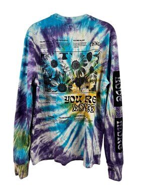 CHNGE Tie-Dye Long Sleeve Shirt You are Loved Organic Cotton Medium Purple Blue